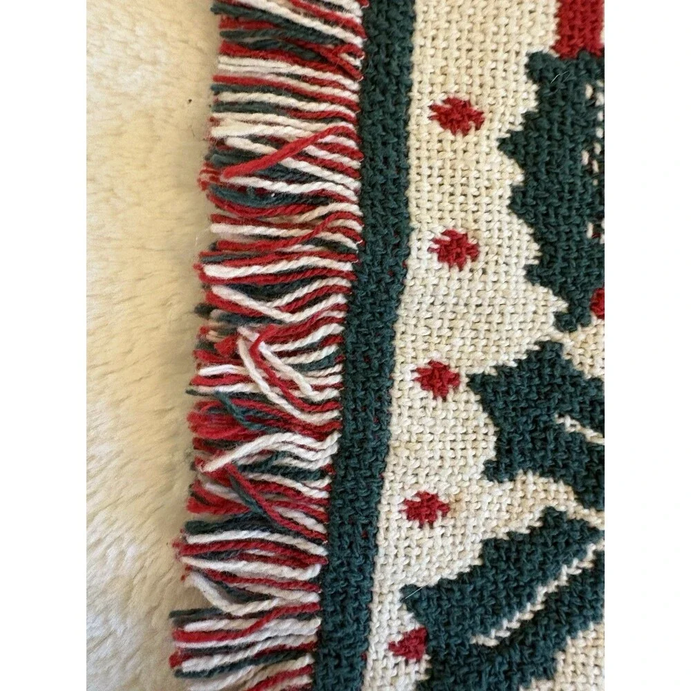 Vtg Heavy Tapestry Throw Blanket Santa Claus Toys Christmas 71